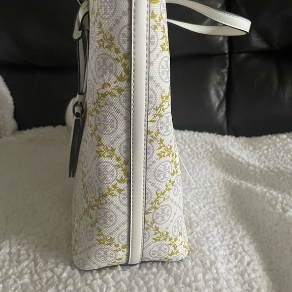 Tory Burch Women's T Monogram Canvas Floral Vine Small Tote - Picture 3 of 11